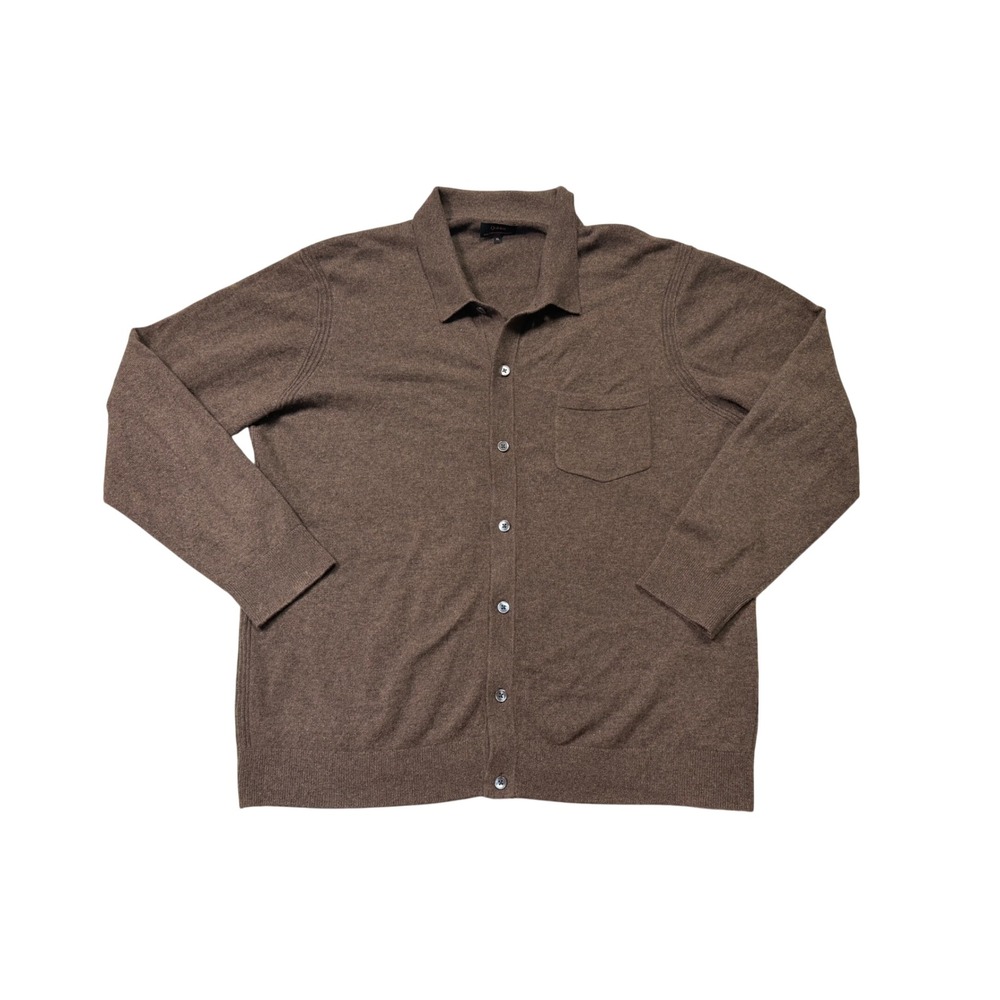Quince 100% Mongolian Cashmere Button-Up Sweater Brown XL